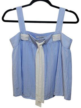 Simple Retro Skye Blue White Stripe Bow Cami Tank Top Small Balletcore